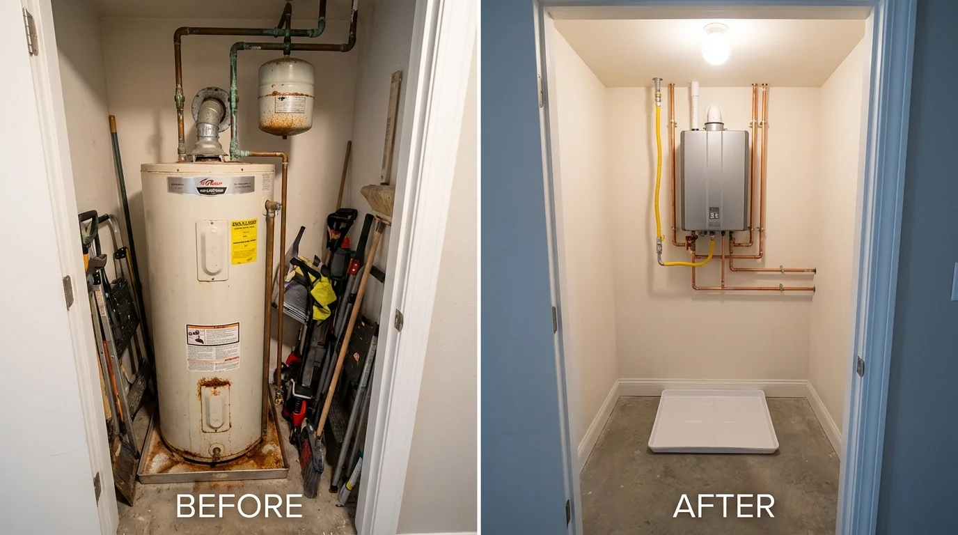 Tank water heater versus wall-mounted tankless unit comparison for Macon, MO homeowners